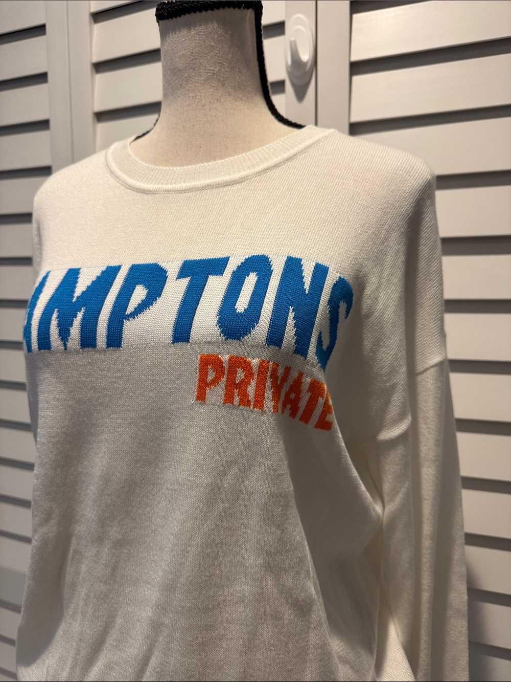 MK Metric Knits NWT Hamptons Private Crewneck Sweater -Orange Accents. - Picture 3 of 9